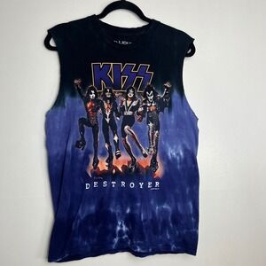 VTG Liquid Blue KISS Destroyer Rock Band Tank Top Mens‎ Medium Purple Tie Dye